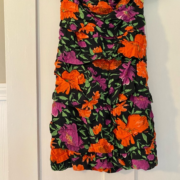 NWT Zara Floral Off Shoulder Puff Sleeve Mini Dress-Ruching - Picture 9 of 10